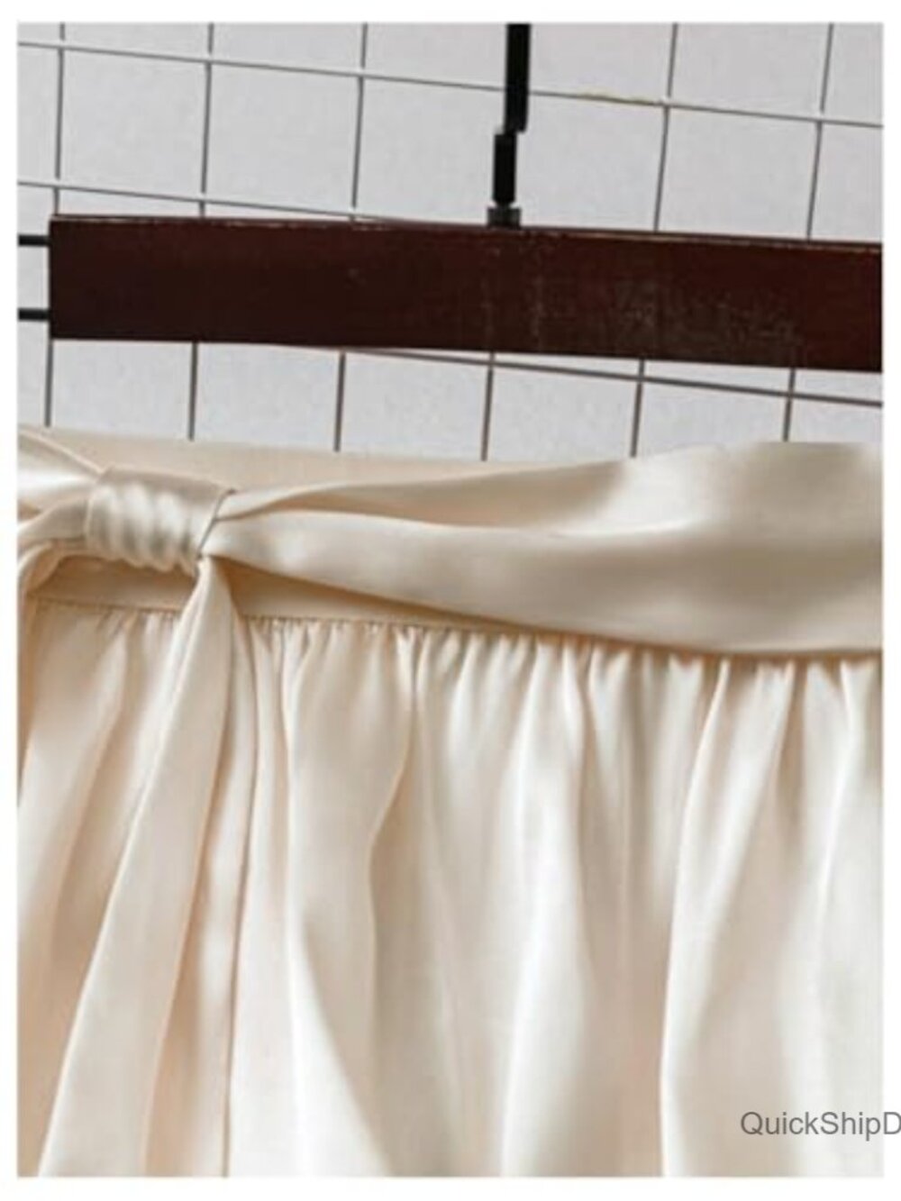High Waisted Bowknot Ruffle Satin Midi Skirt - Picture 3 of 5
